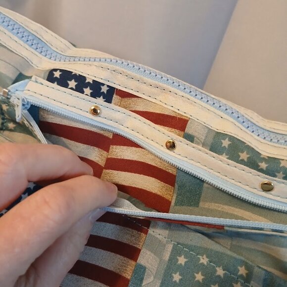 New Patriotic Stars & Stripes USA Sling Crossbody Purse Shoulder Bag Large 18x9 - Picture 11 of 12